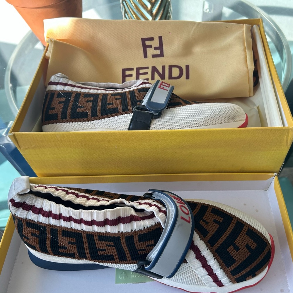 Designer Fendi Multicolor Knit Slip-On Shoes